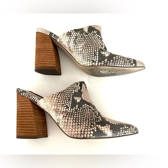 Steve Madden Snakeskin Chunky Heel Mules - Picture 4 of 7